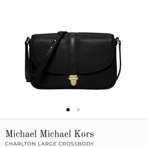 Michael Kors Black Leather Crossbody with Gold Accent